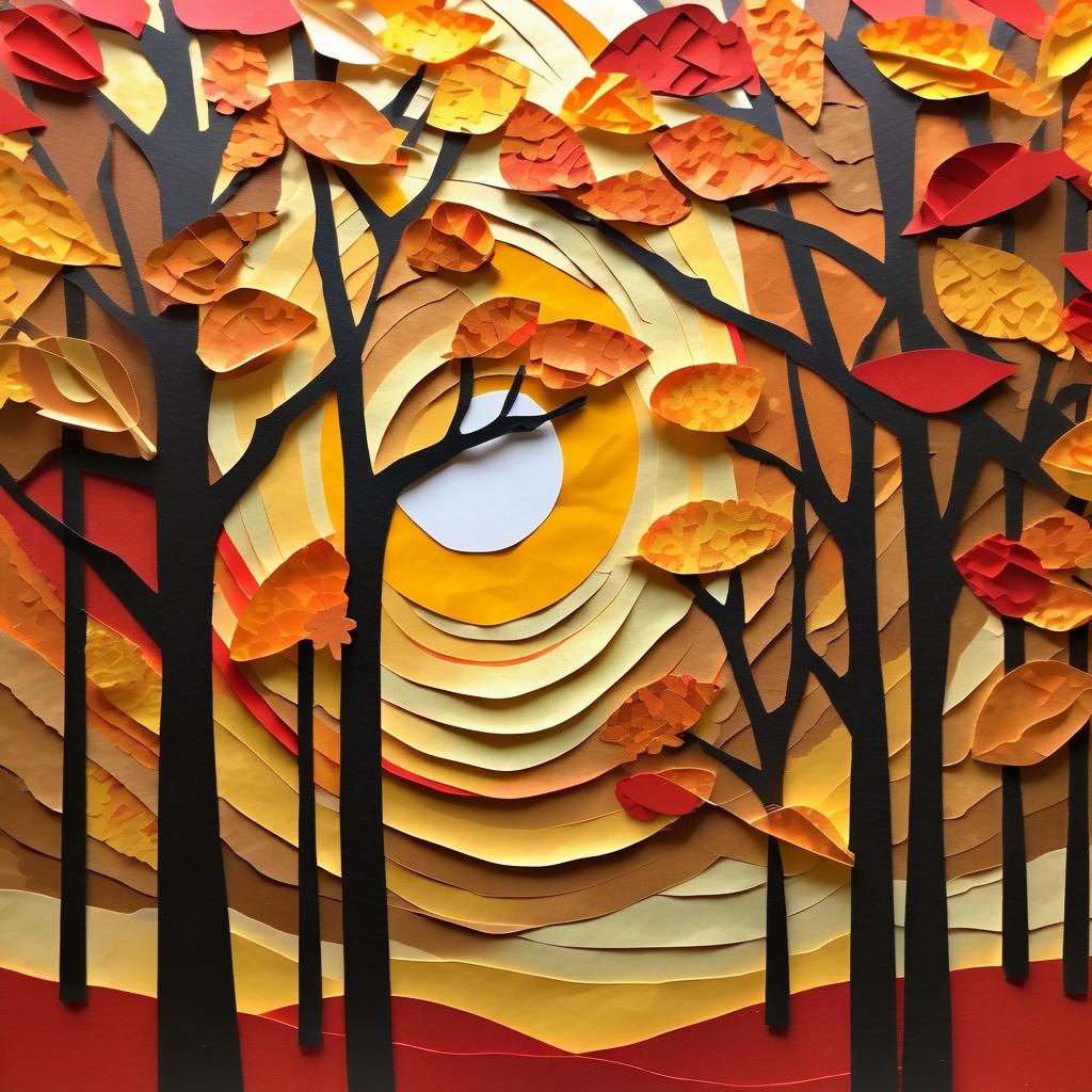 Autumn Paper Collage Art: A Textured Fall Scene