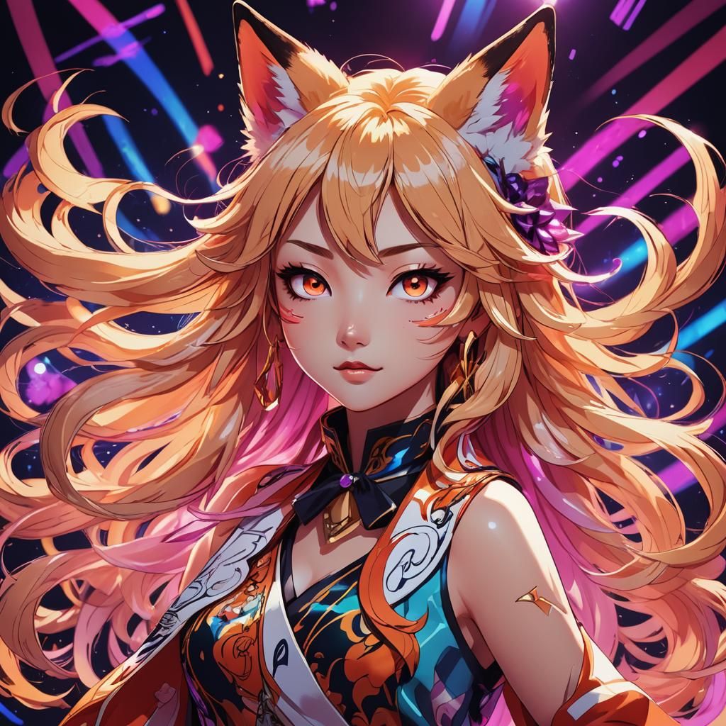Kitsune Popstar Performance in Manga Style