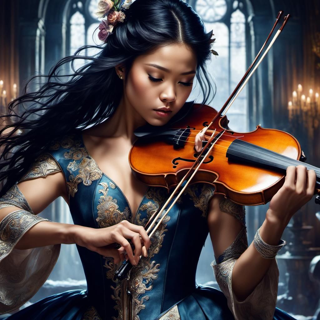 Violinist in a Borderland Fantasycore Style