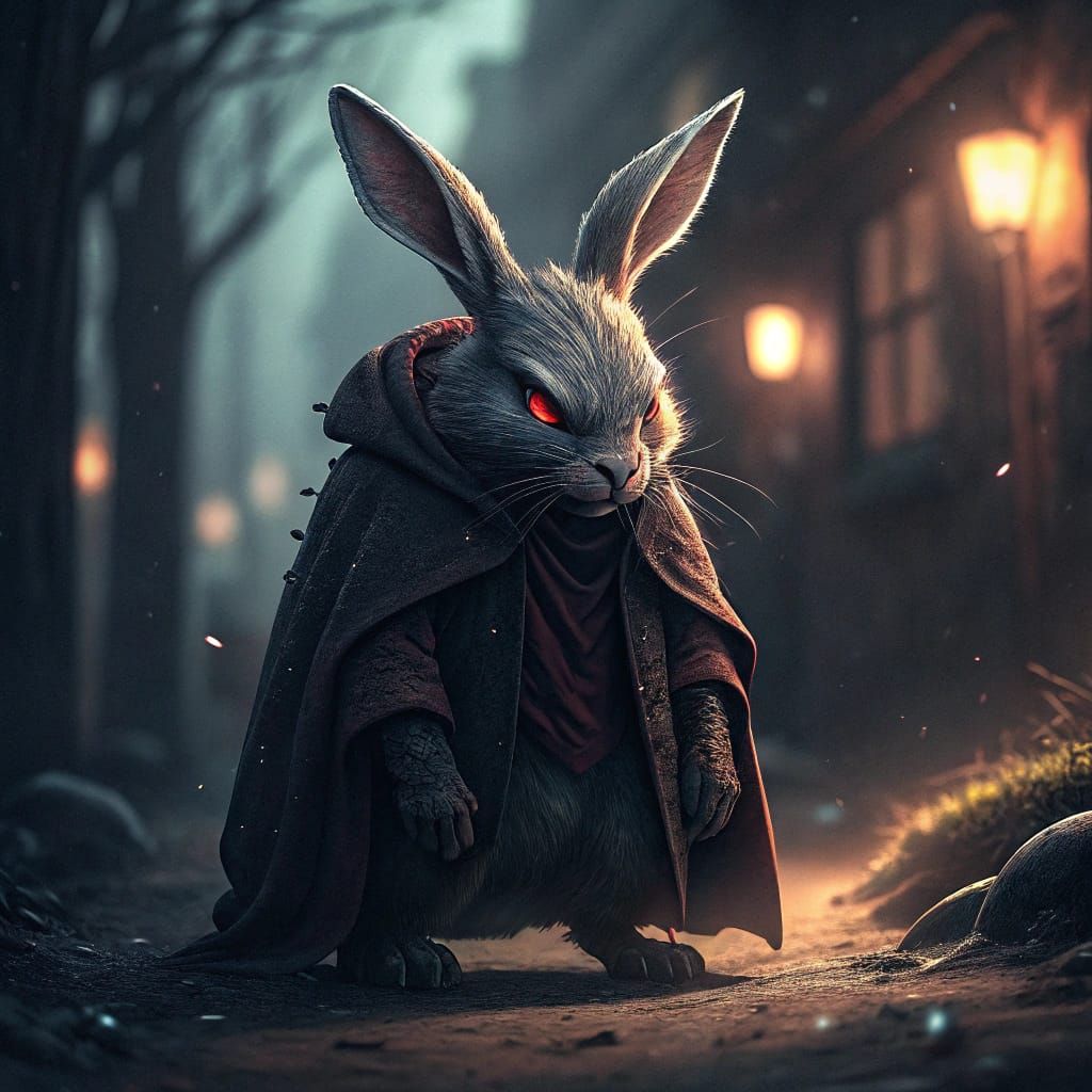 Menacing Dark Fantasy Rabbit in Cinematic Lighting