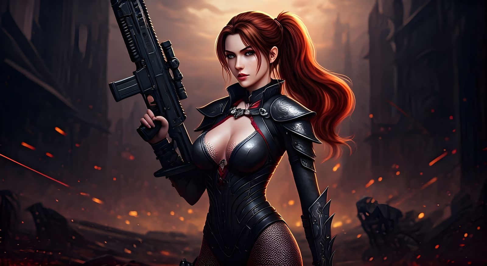 Sensual Fantasy Warrior in Confident Combat Pose