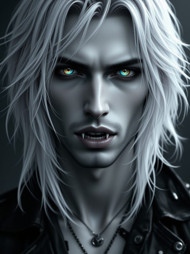 Monochrome Rock'n'Roll Vampire Portrait