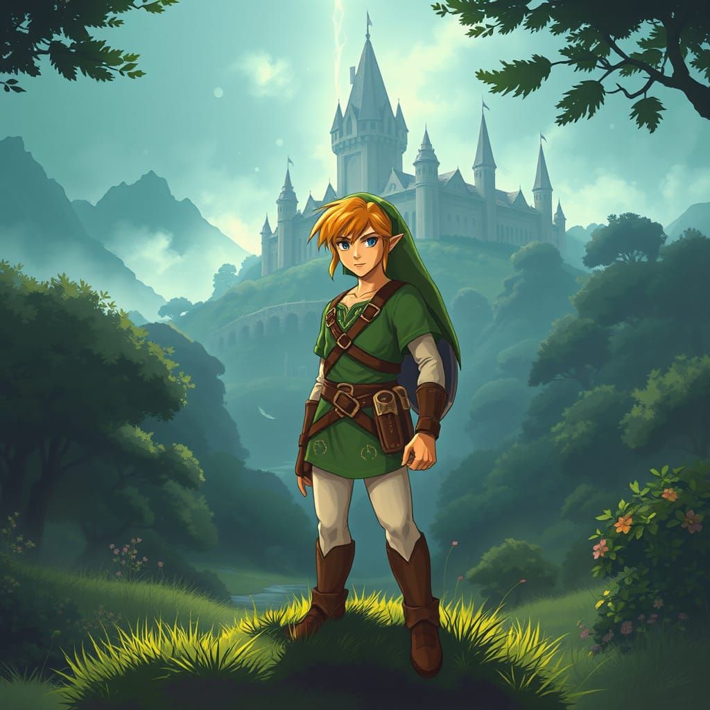 Heroic Link in Elegant Fantasy Landscape