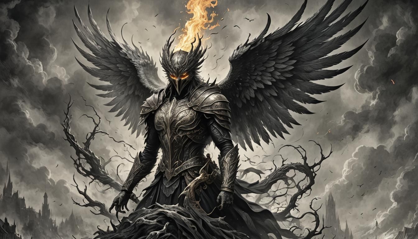 Mythological Phoenix Logo in Dark Fantasy Style