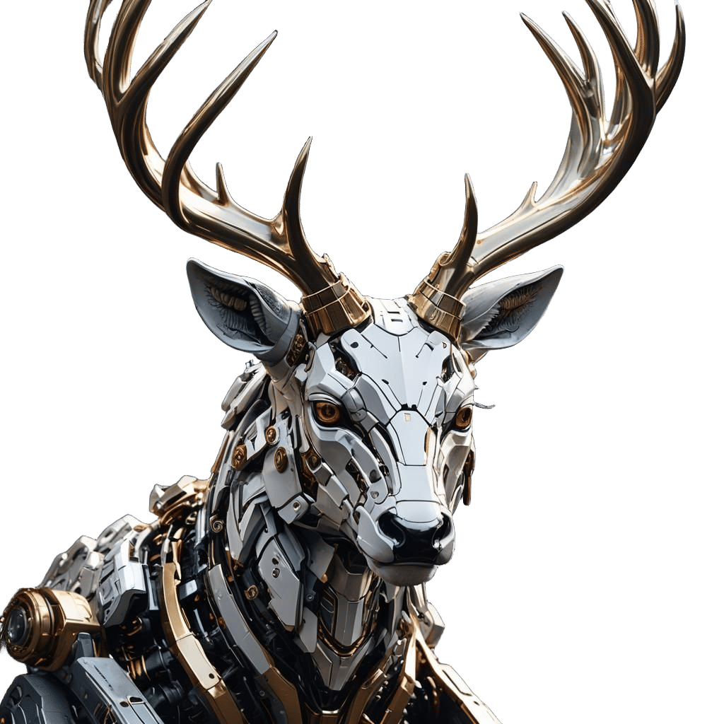 Futuristic Mechanical White-tailed Buck Head in 8K