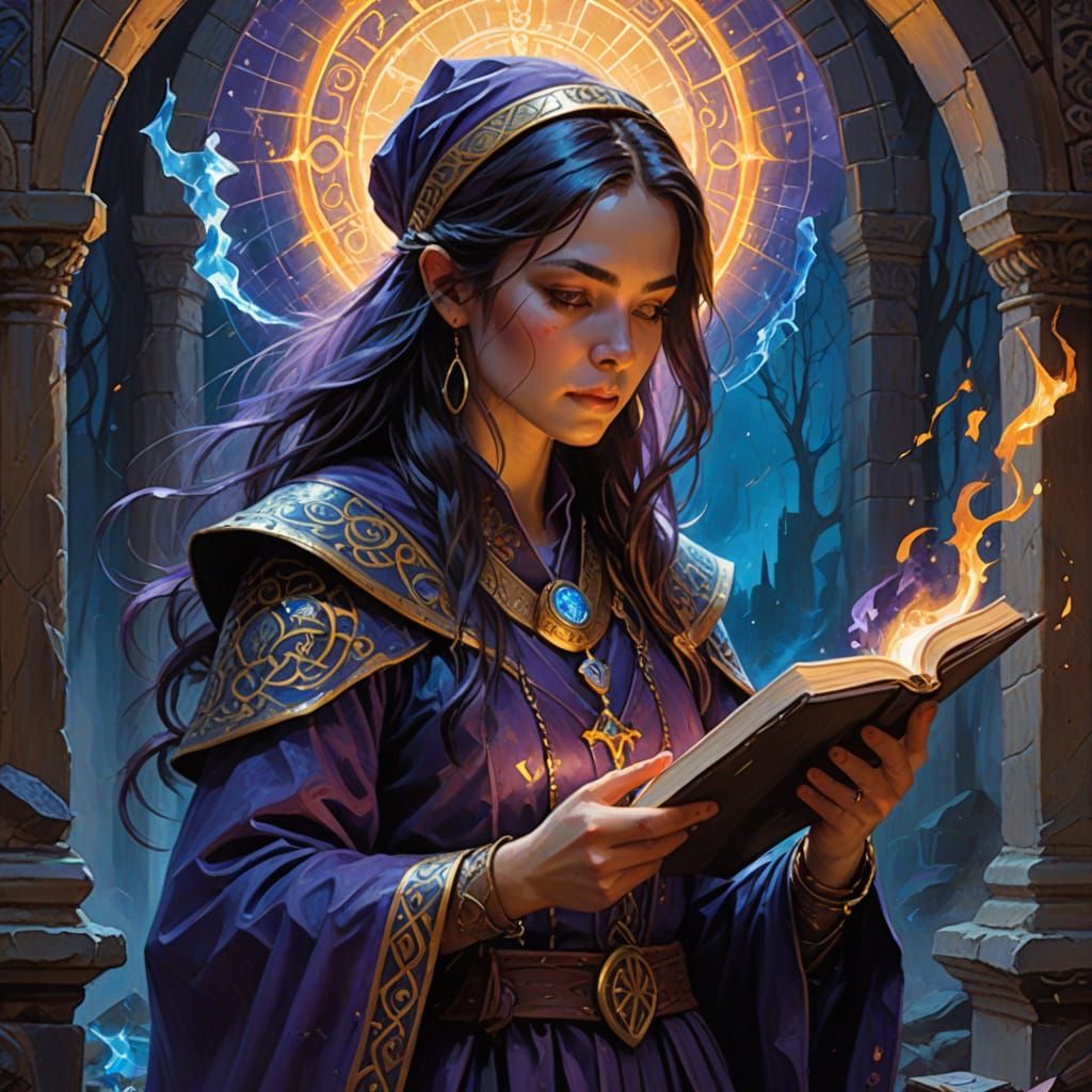Mystical Mage in Vibrant Oil Painting Style