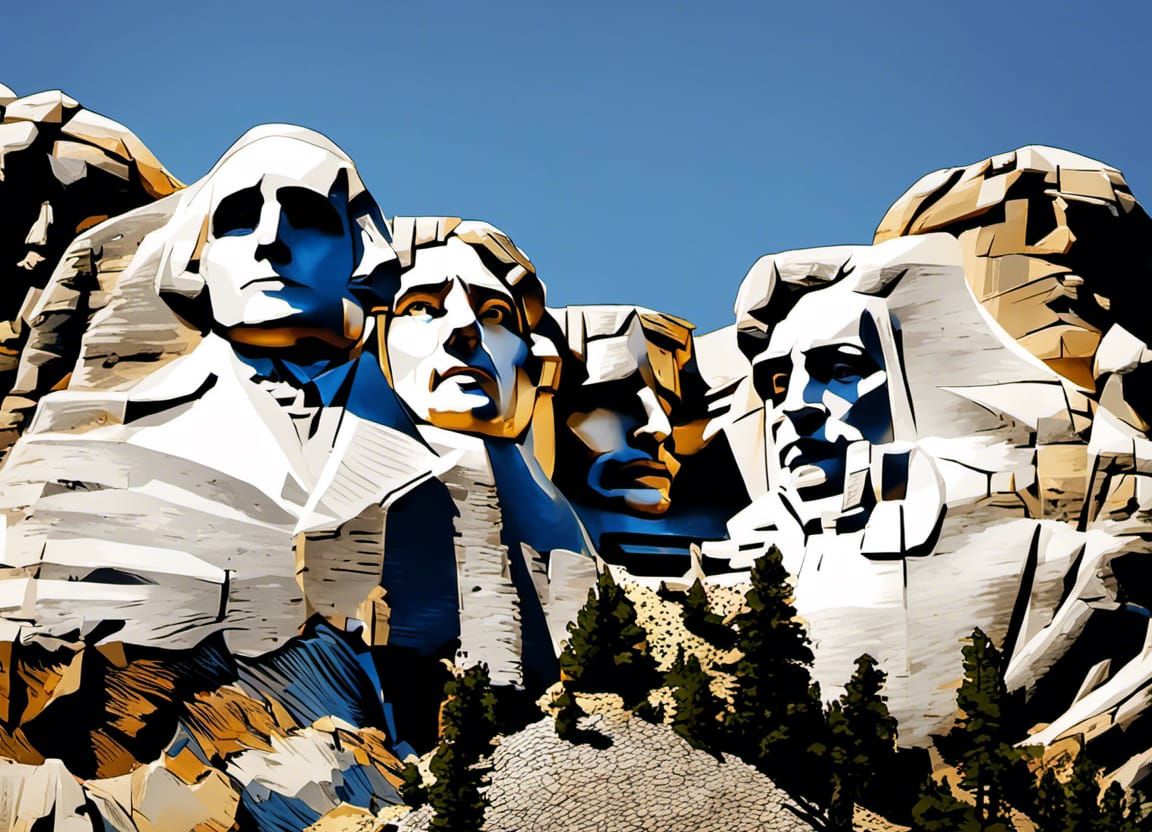Post-Apocalyptic Mount Rushmore in Dystopian Style