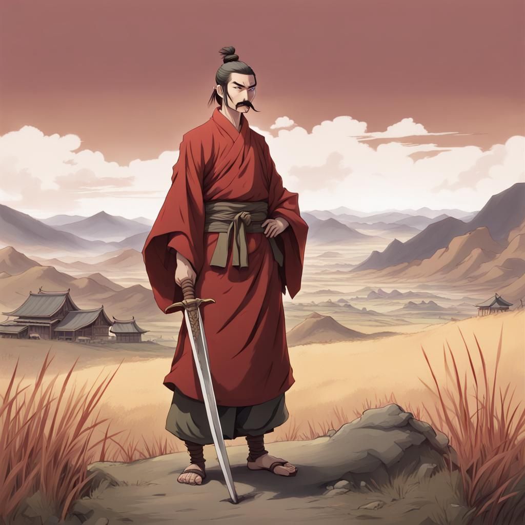 Anime Portrait of a Chinese Warrior on a Farm