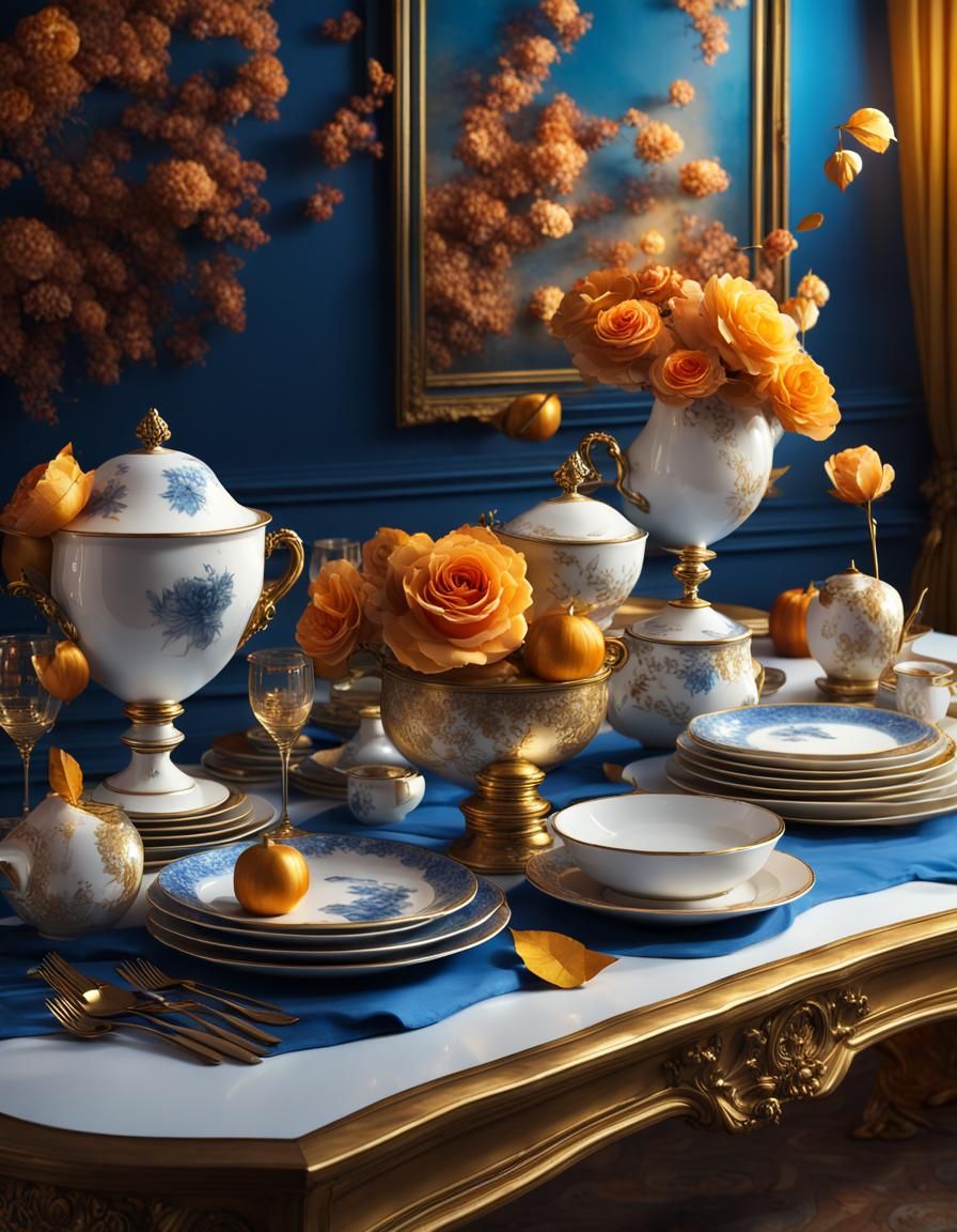 Elegant Autumn Table Decor in Surreal Style