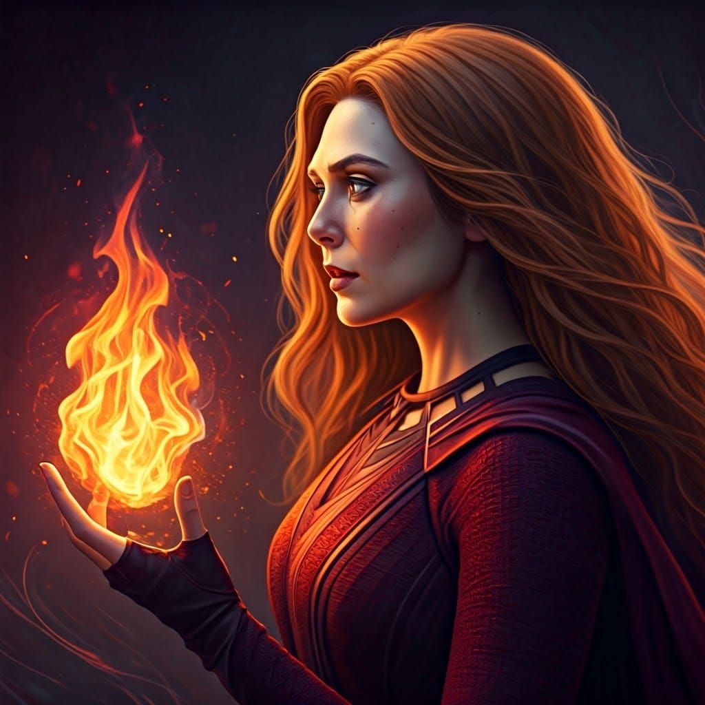 Scarlet Witch Portrait with Mystical Energy