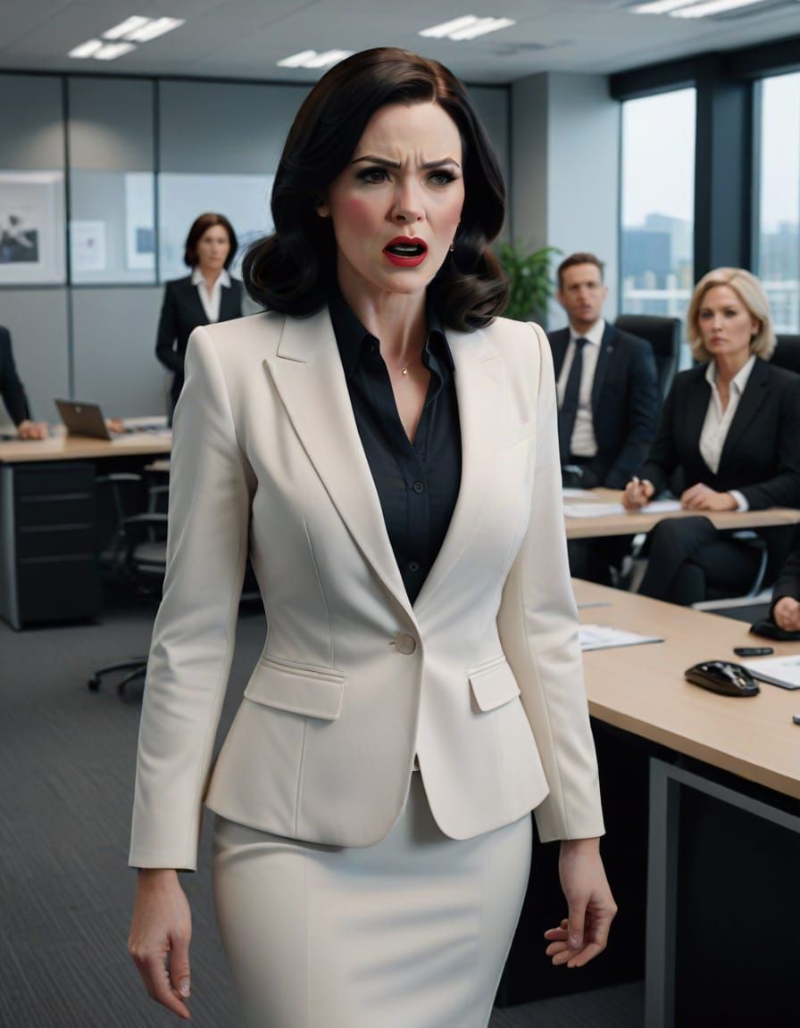 Angry Snow White Confronts a Scared Employee in a Modern Off...