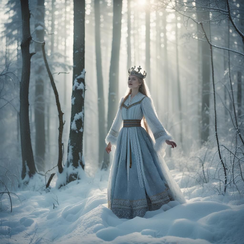 Snow Maiden Elegance in Winter Wonderland, Inspired by Tarko...