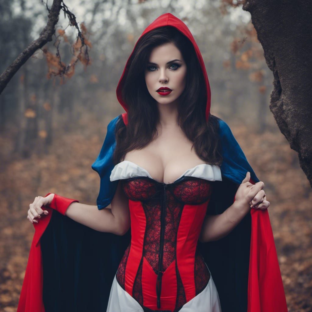 Snow White in Red Lace: A Hyperrealistic Halloween Concept