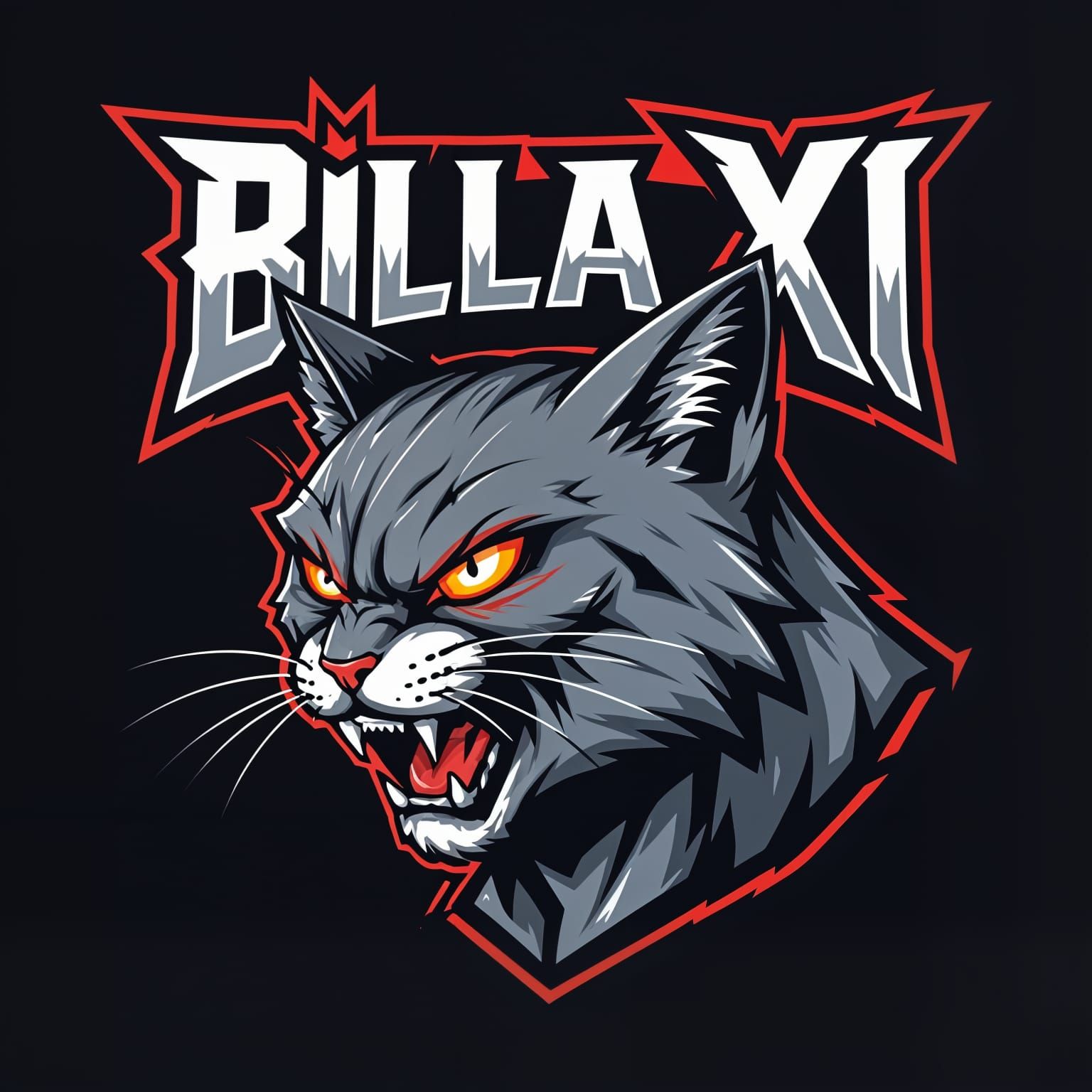 Billa XI Cat Logo: Furious Feline Vector Art