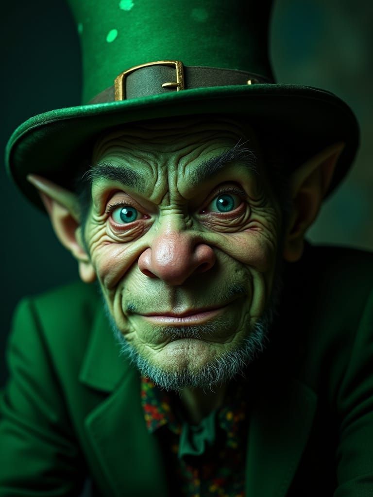 Mysterious Leprechaun in Emerald Hues, Captured in Cinematic...