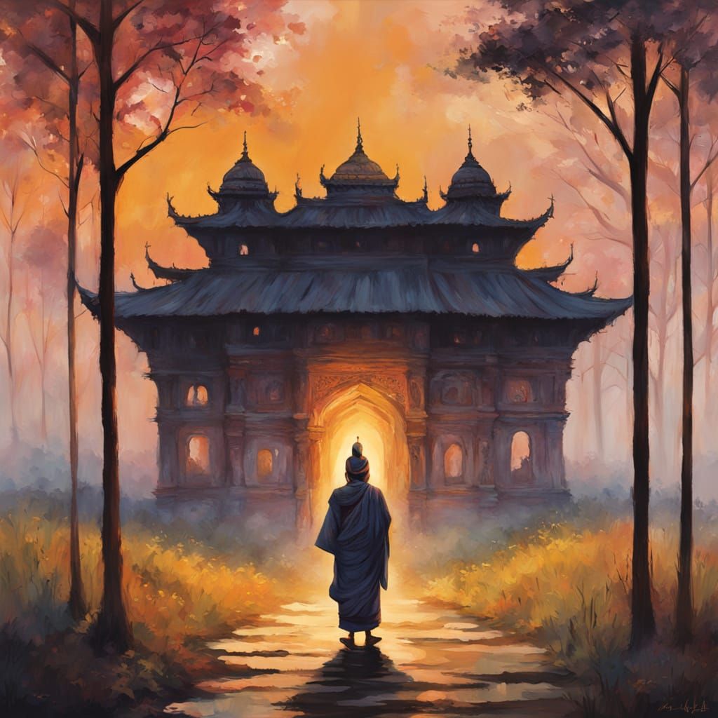 Ethereal Indian Mystic in Vibrant Expressionist Style