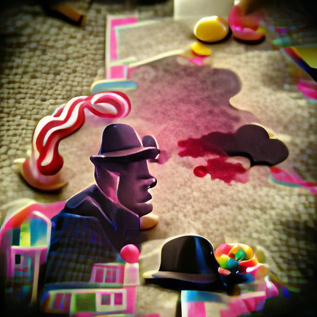 Detective in a Candyland Crime Scene