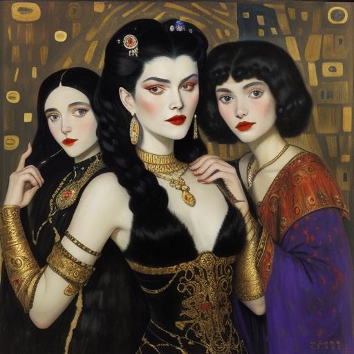 Elegant Vampires in the Style of Art Nouveau