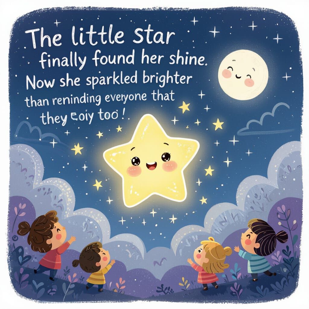 Whimsical Star Illustration: Children's Book Style