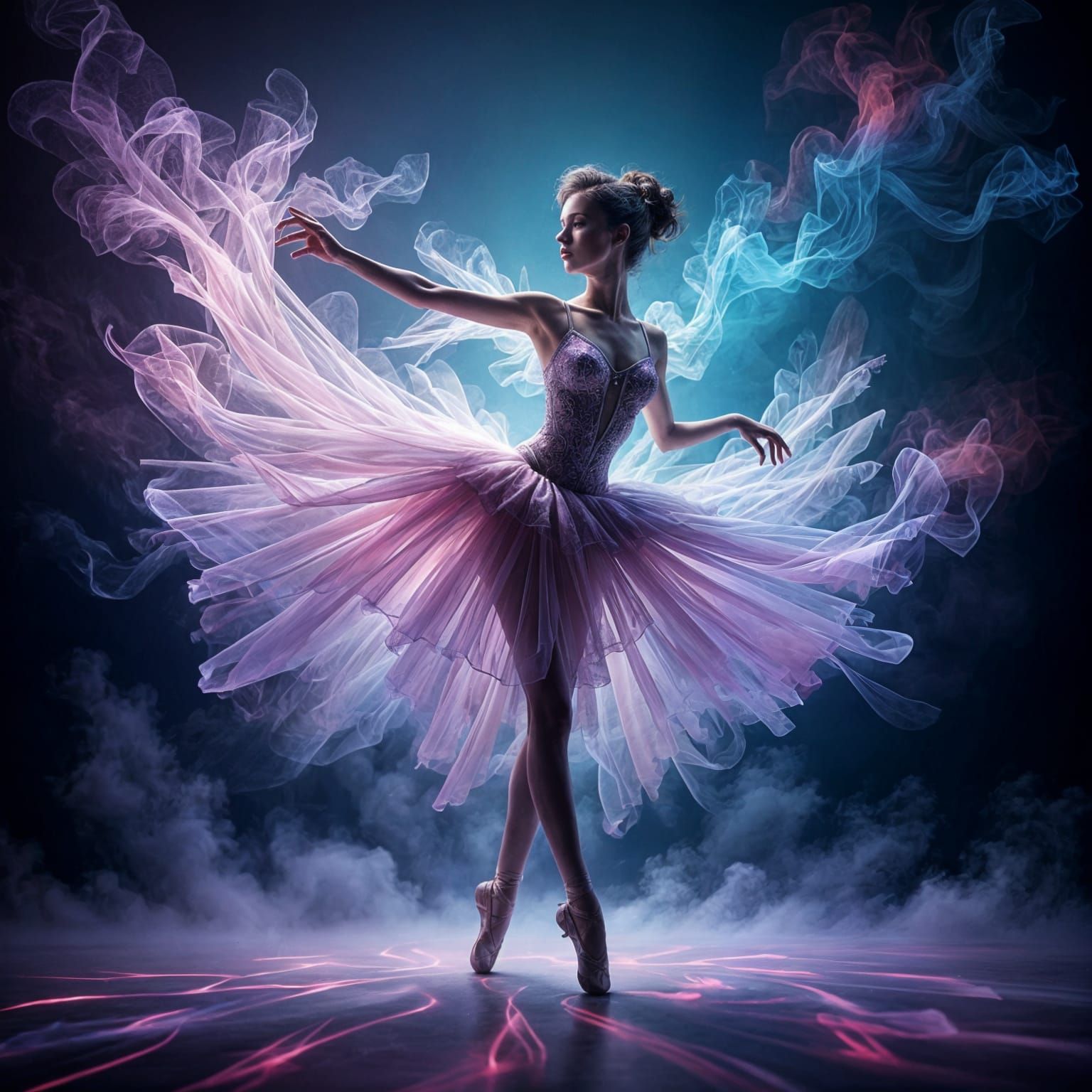 Ethereal Ballerina in Vibrant Electric Glow