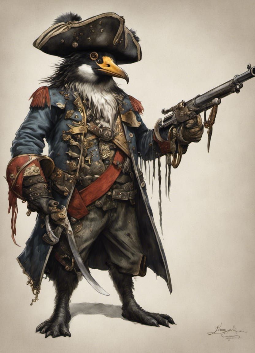 Pirate Penguin Character Sheet in Granular Style