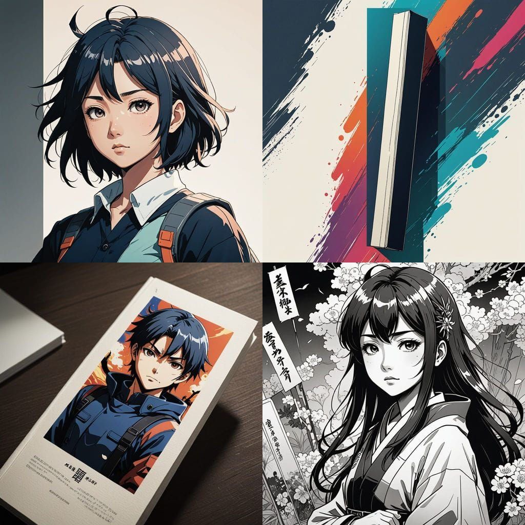 Simple Japanese Manga Book Cover in Minimalist Style