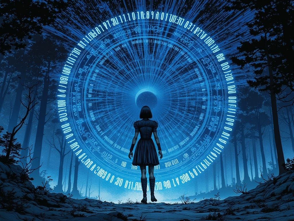 Korean Woman in Cyberpunk Roman Ruins