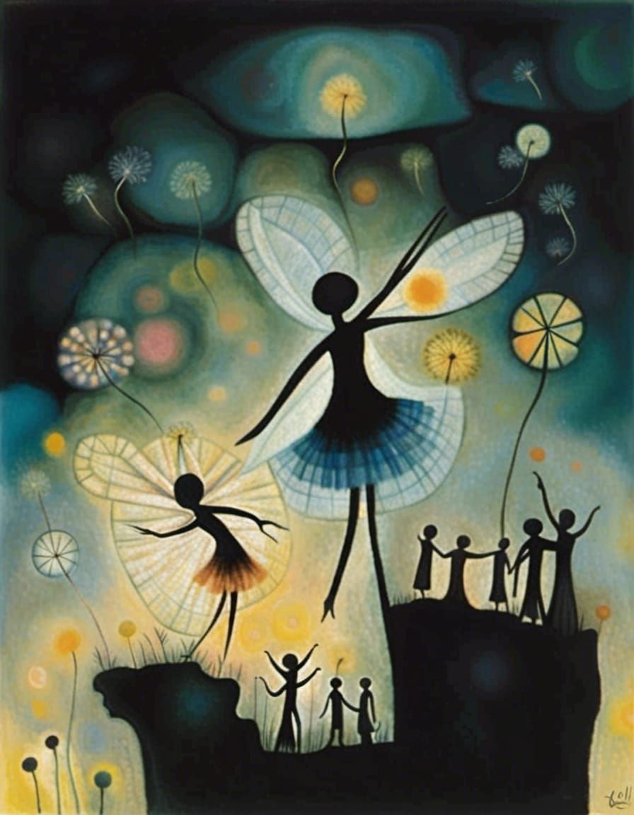 Fairies Dancing in a Dandelion Dreamscape