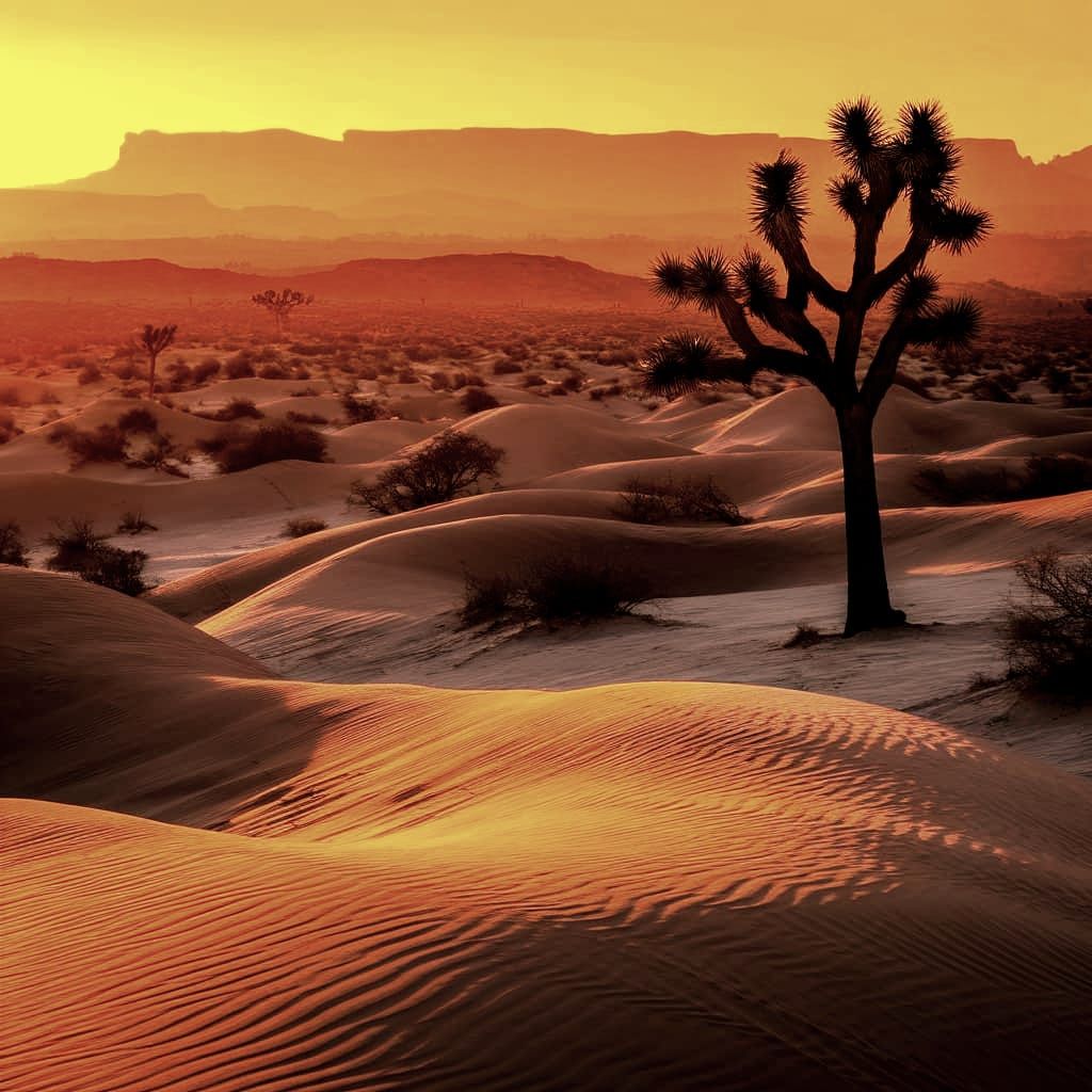 Desert Sunset with Joshua Tree Silhouette