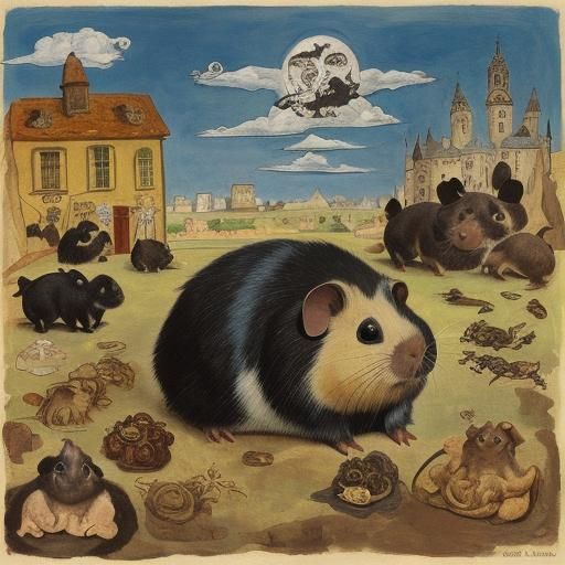 Surreal Guinea Pig Rock Star Portrait