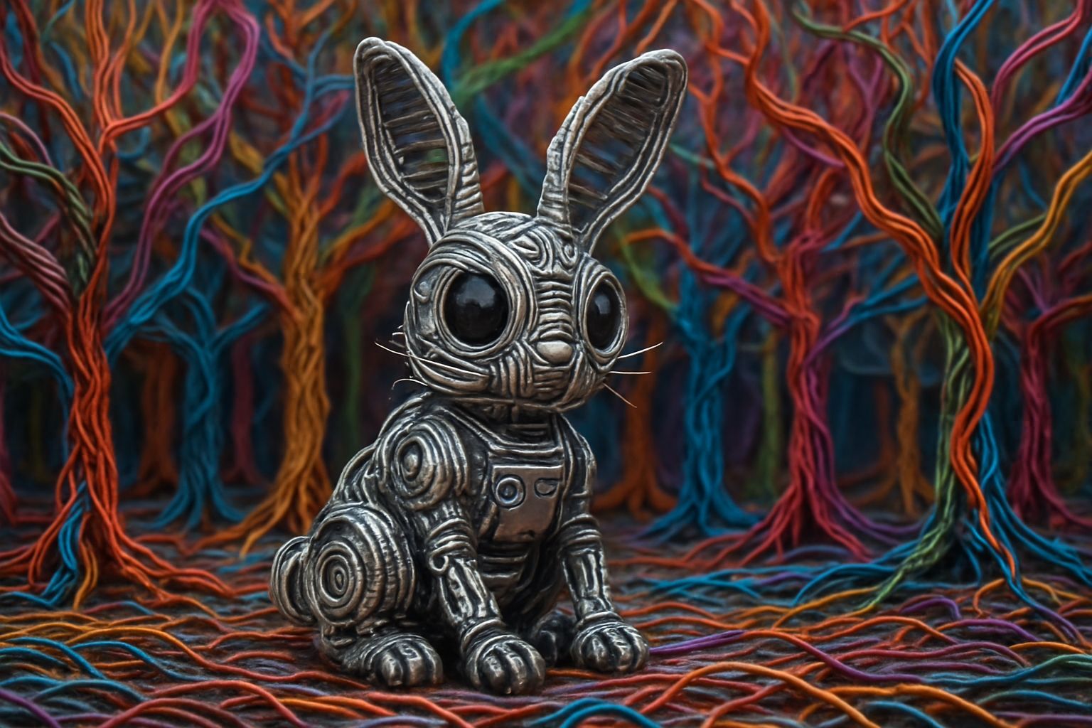 Adorable Wire Bunny Sculpture in Twisted Wire Forest