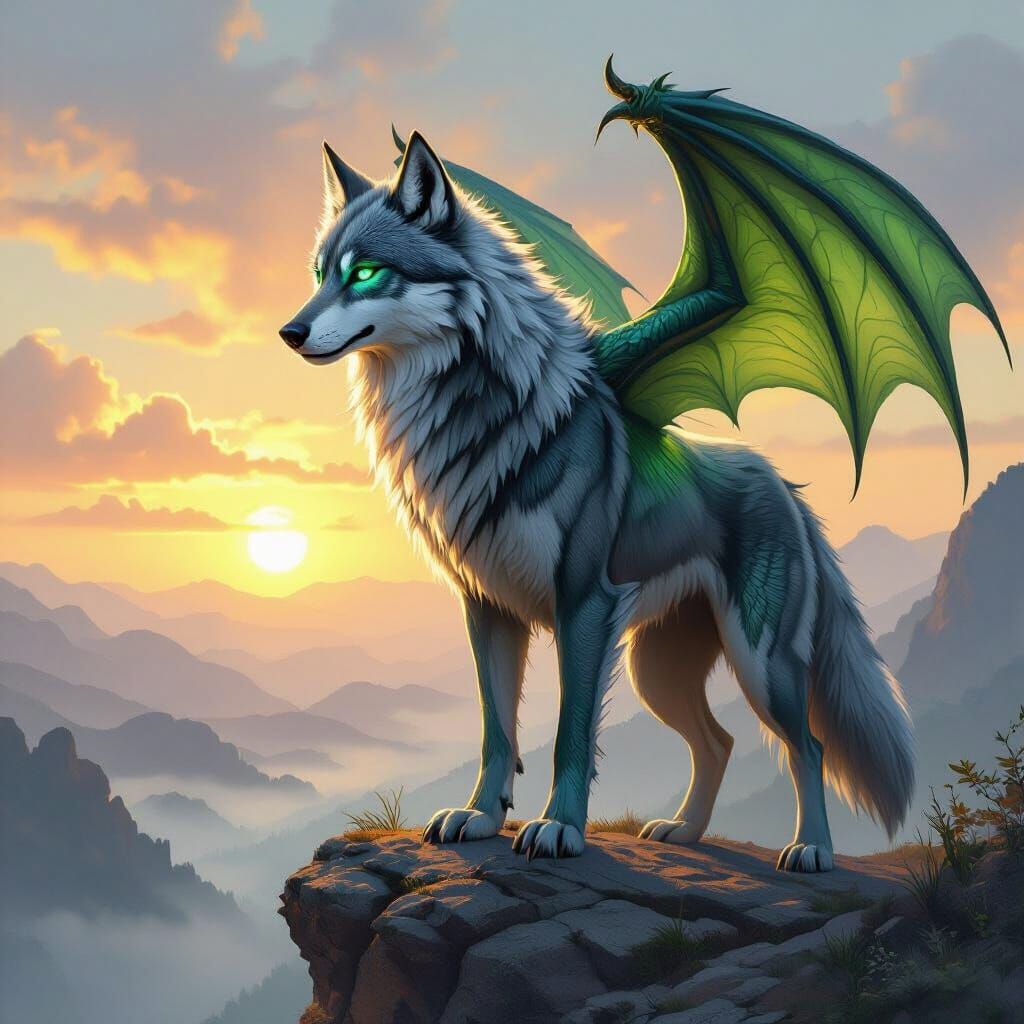 Hybrid Wolf Dragon Creature in Fantasy Concept Art
