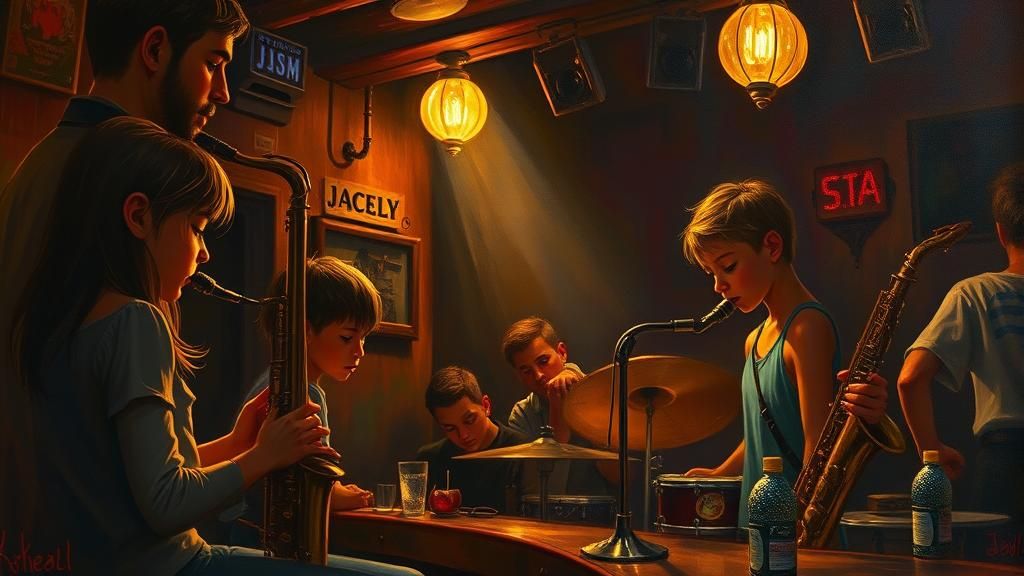 Jazz Club Scene in Dutch Masters Style