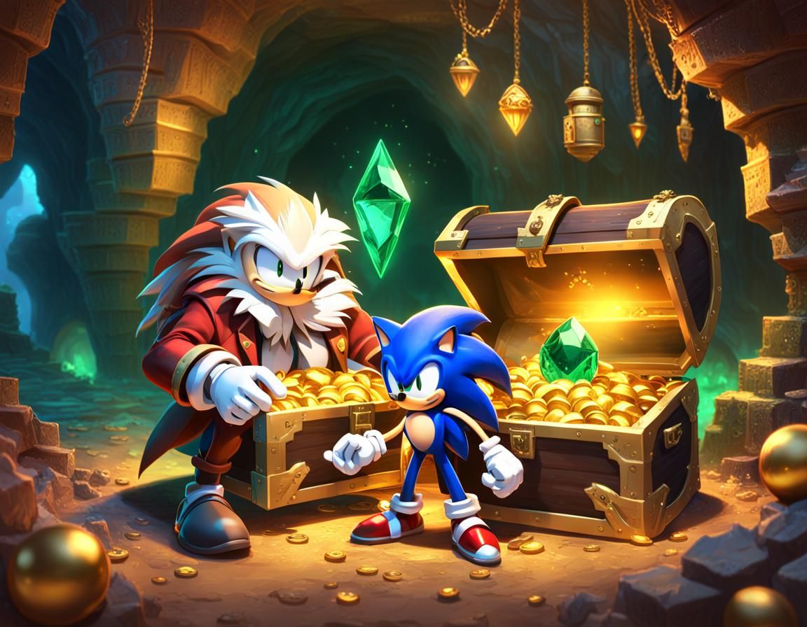 Dr. Eggman and Sonic Find Emeralds: Pixar-style 3D Art