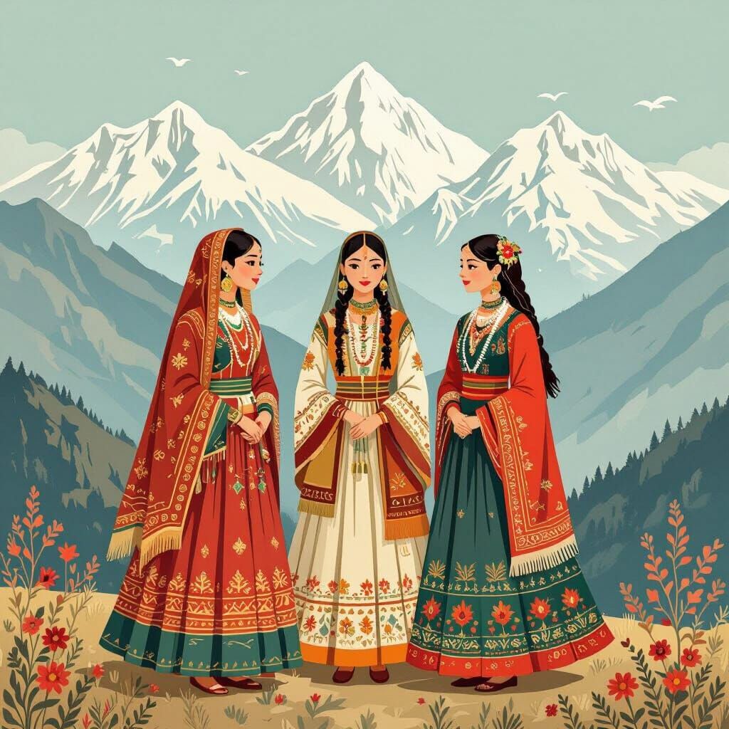 Himachal Pradesh Women in Traditional Attire