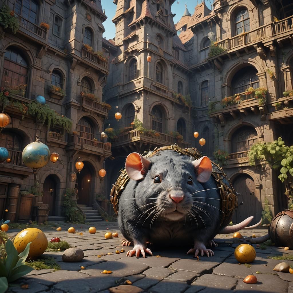 Detailed Matte Painting of a Fat Rat