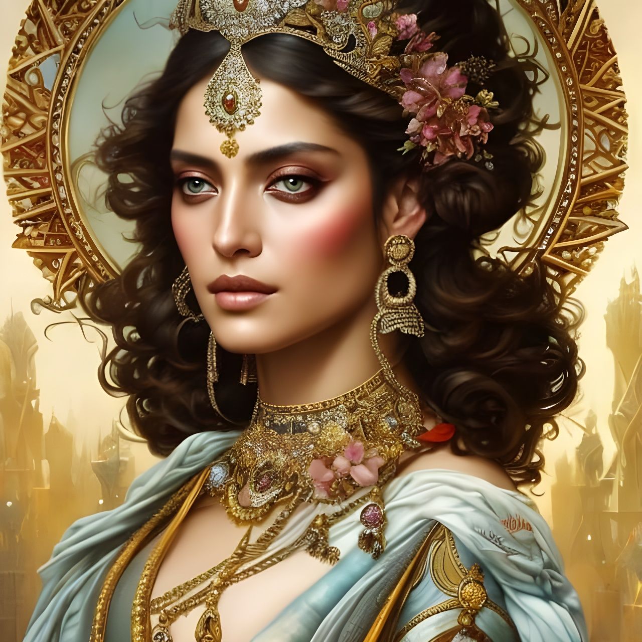 Gorgeous Queen Portrait in Art Nouveau Style