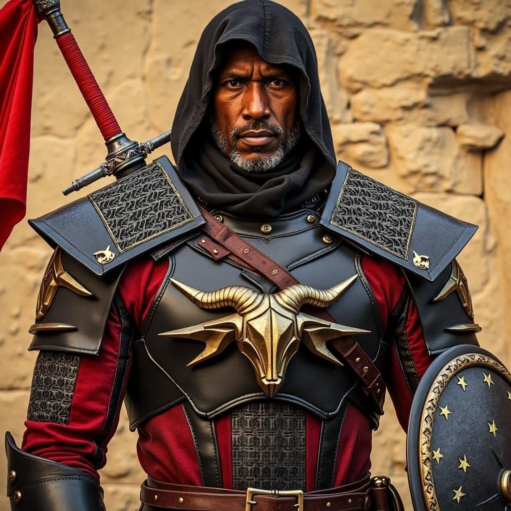 Brooding Mercenary in Dimly Lit Chamber as Oil Painting