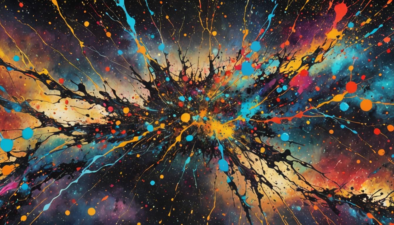 Vibrant Ink Splatter Art on Earth Terrain
