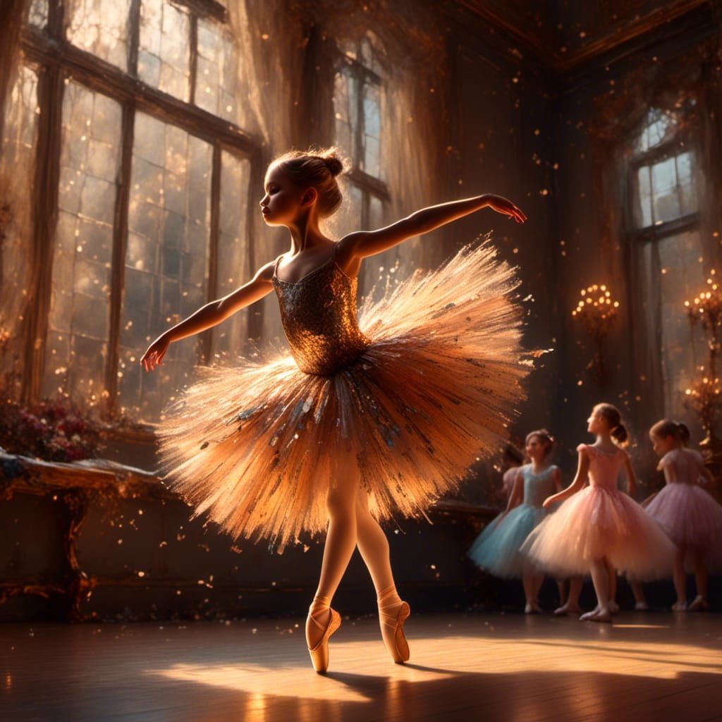 Ballerina Dancing on Stage in Digital Art Style