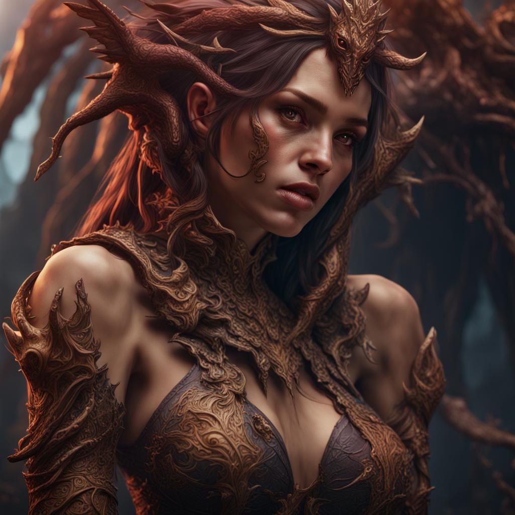 Fantastical Girl on Girl Scene in Detailed Matte Painting