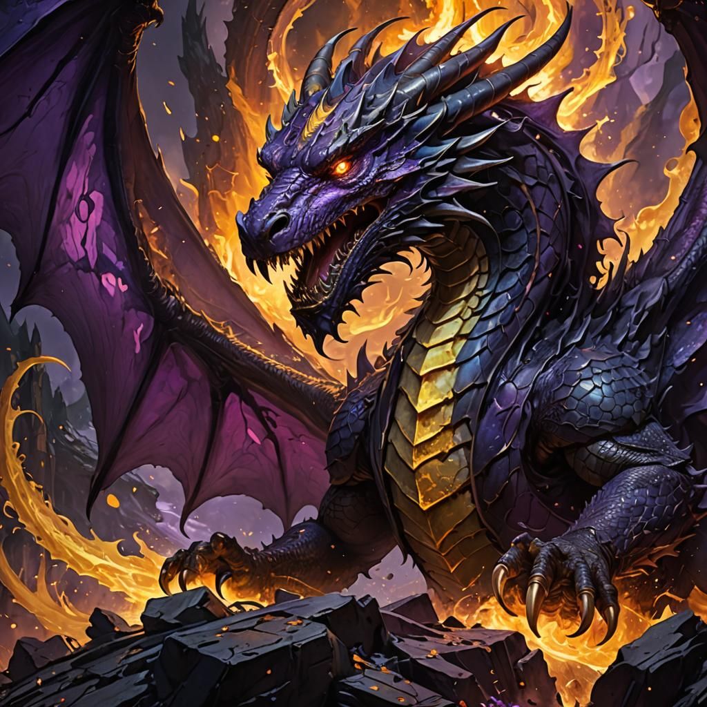 Dragon at Abyss Edge in Dark Fantasy Style