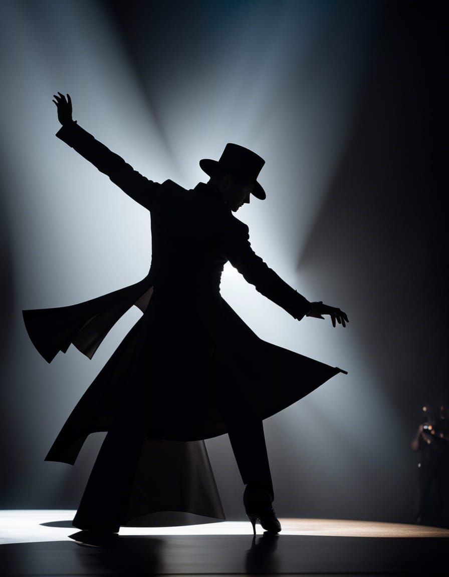 Silhouette of a Male Dancer in Spotlight