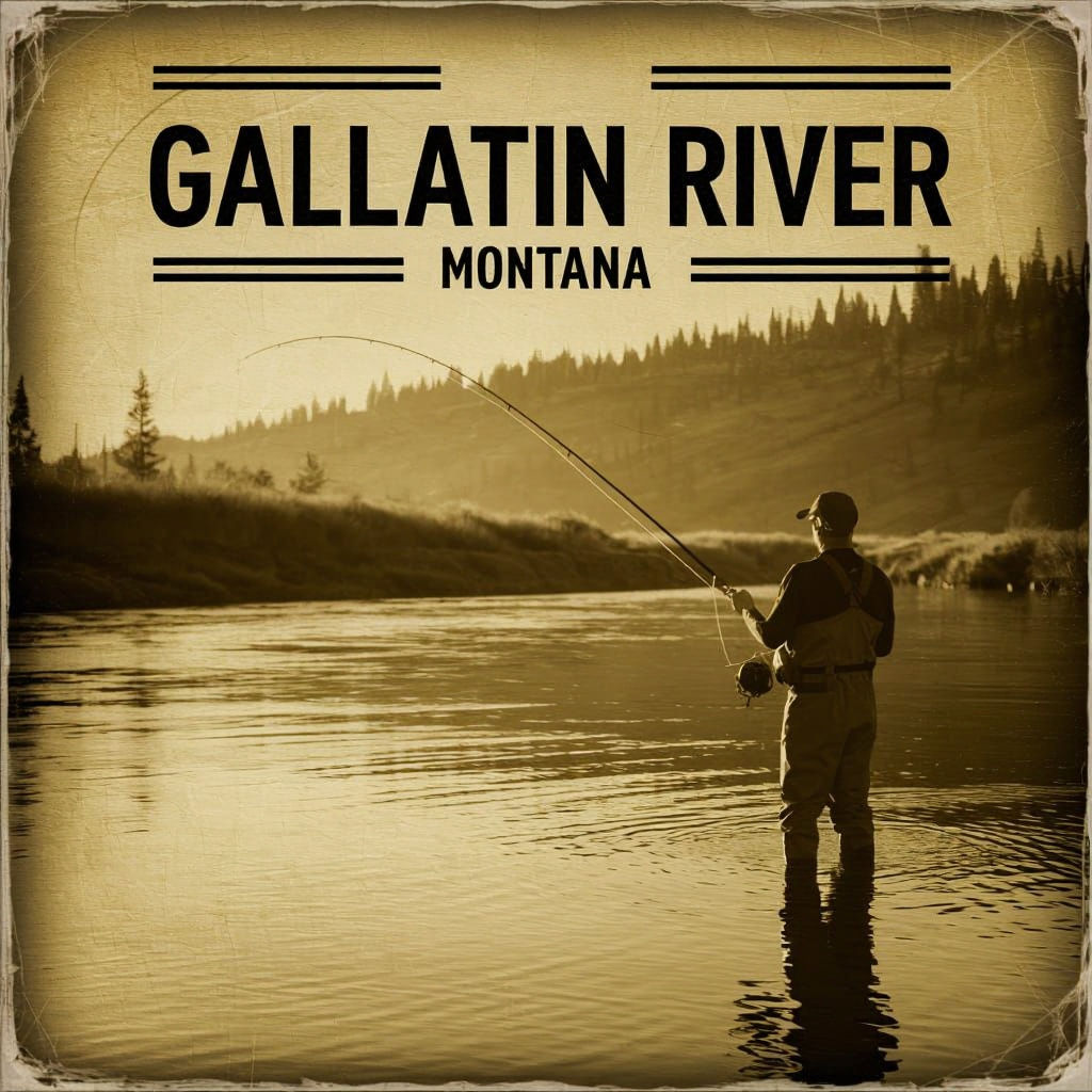 Vintage Poster: Fly Fishing on the Gallatin River