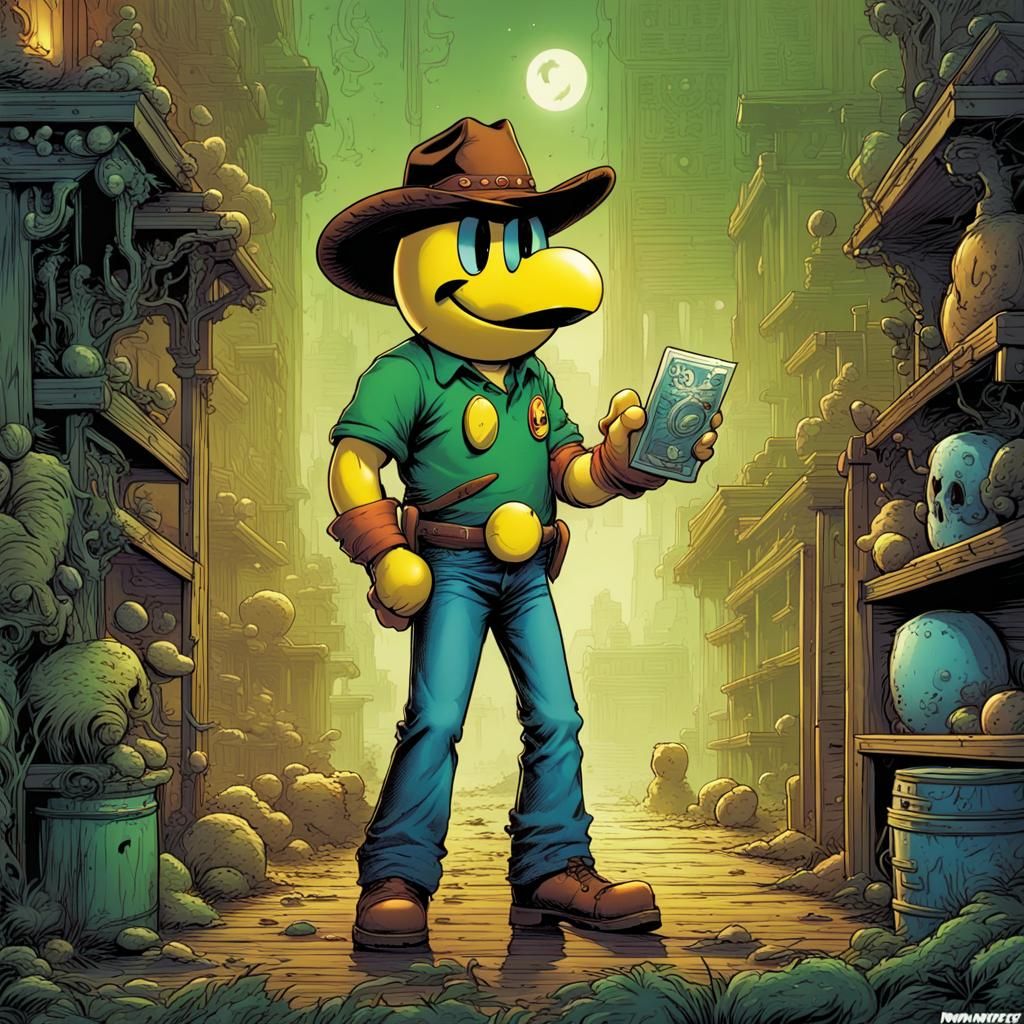 Pac-Man as Comic Book Cowboy Hero