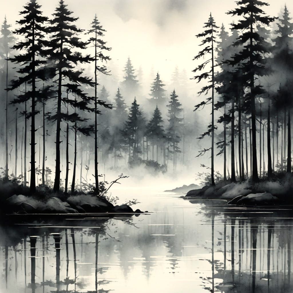 Elegant Silhouettes in Black and White Watercolor