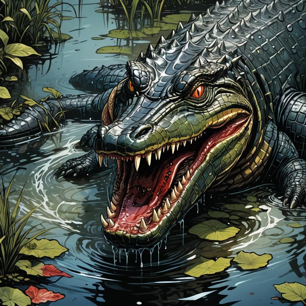Alligator Hunting: Comic Book Art Close-Up