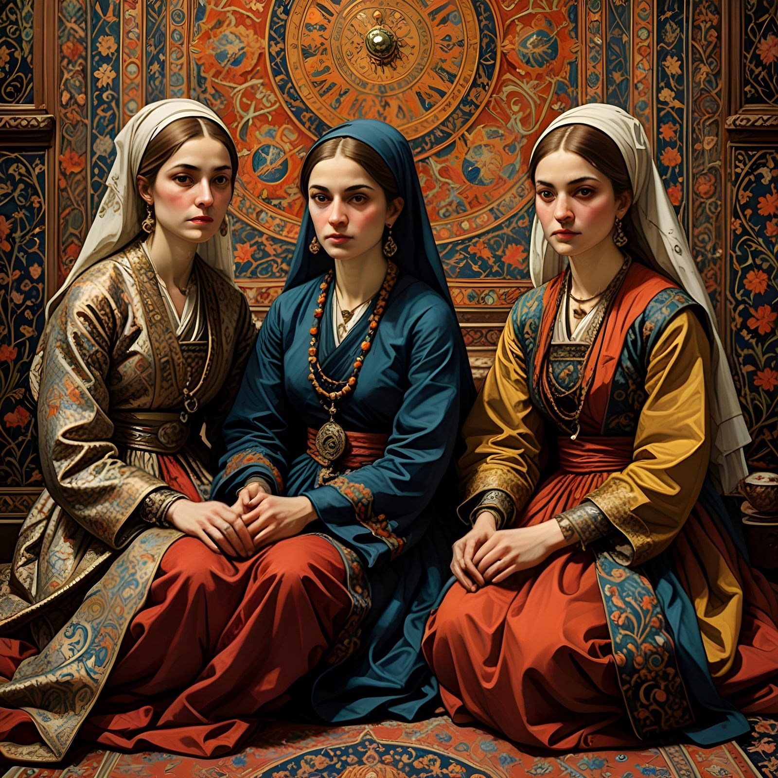 Luminous Harem Women in Ottoman Turquoise Splendor