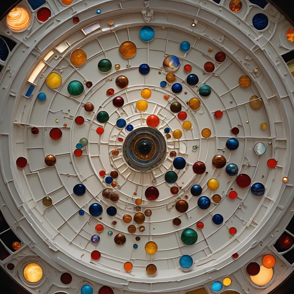 Stained Glass Solar System Model in Cinematic Lighting