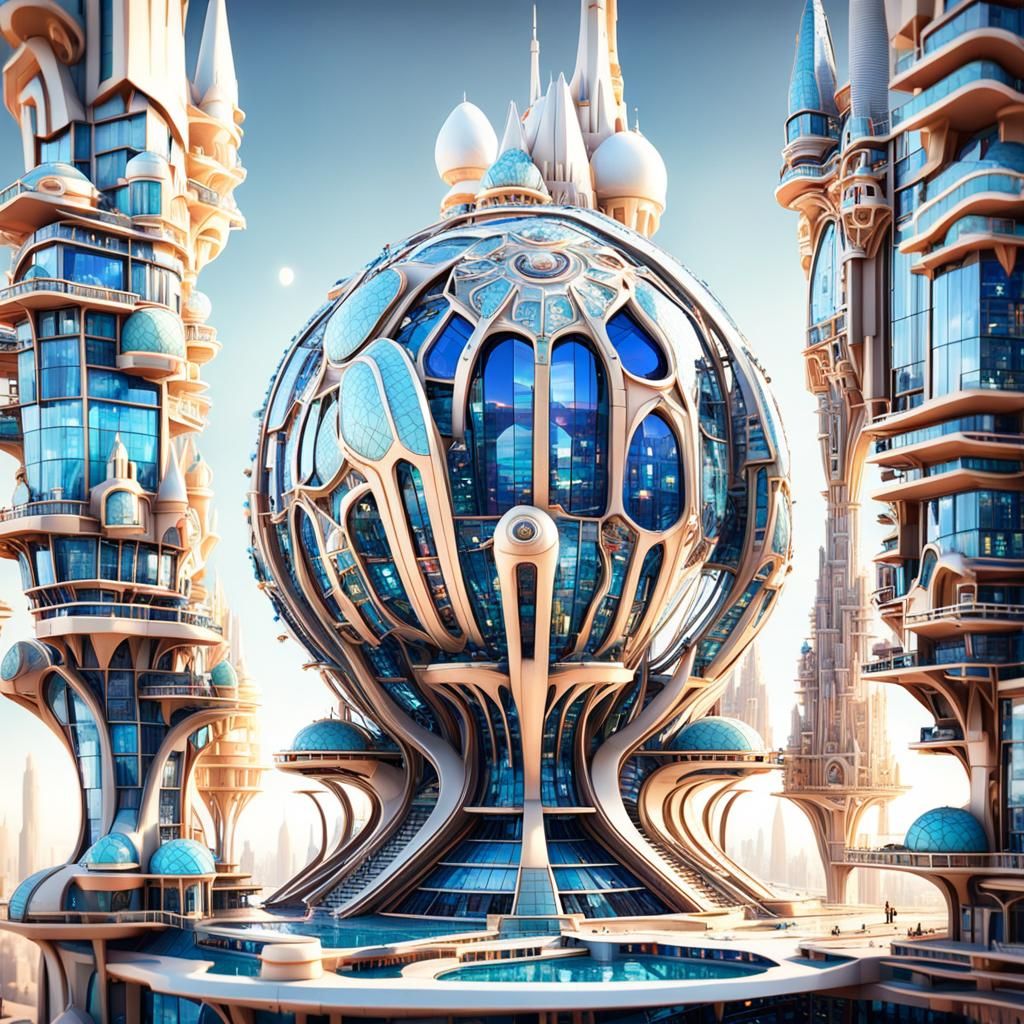Futuristic Jewel City: Sci-Fi Architecture in 8K